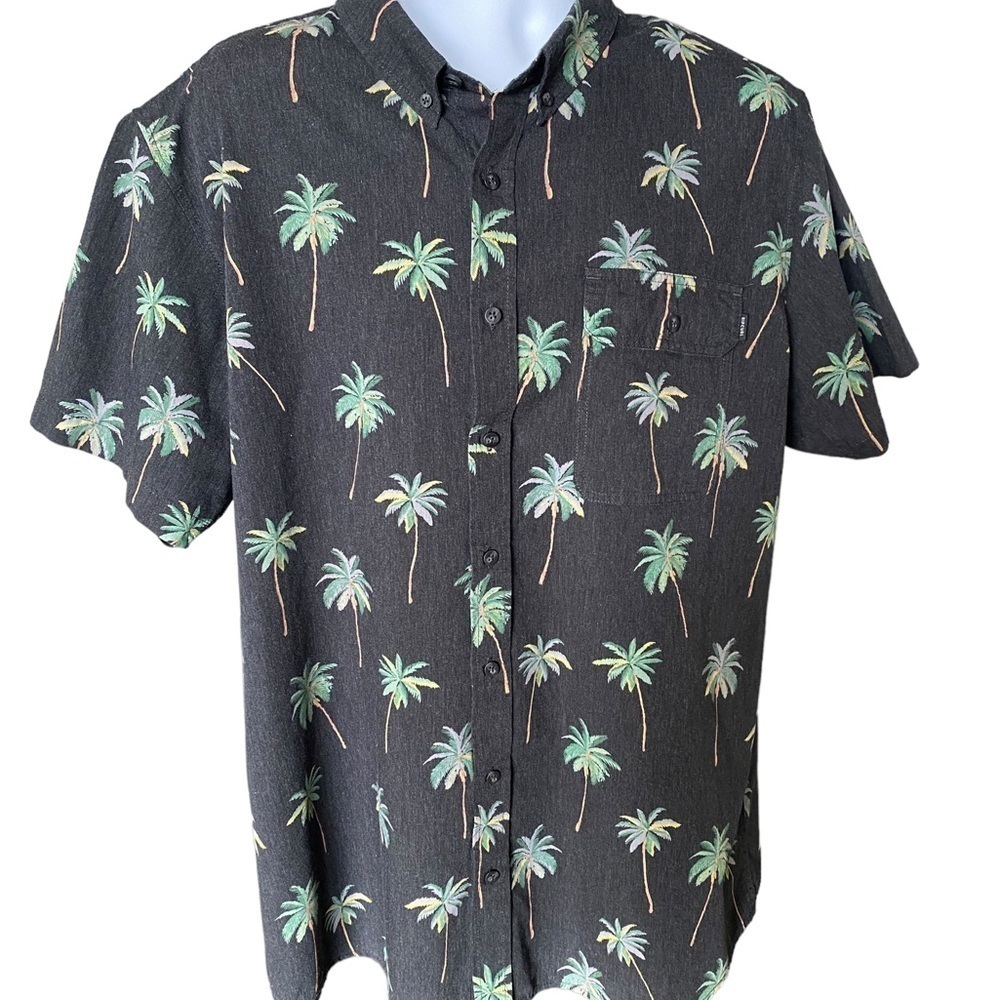 Rip CURL Palm Trees Short Sleeve Collared Shirt Men 2XL